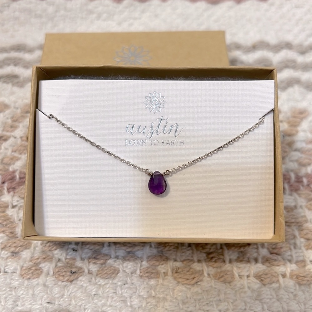 Brand New in box Amethyst Gemstone Sterling Silver Necklace
